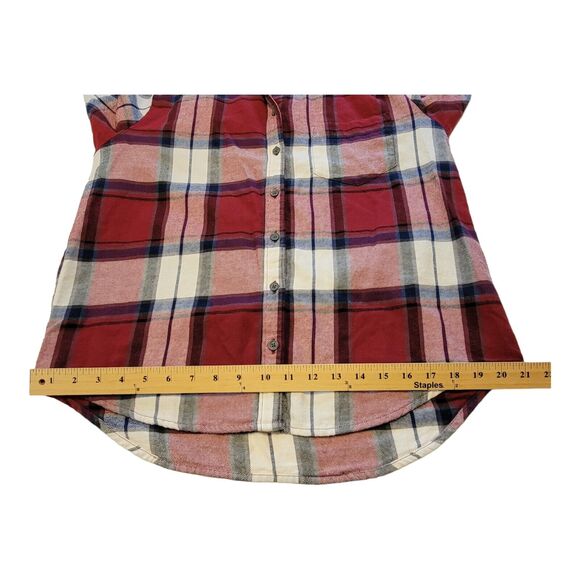 Old Navy Shirt Womens XS Red Plaid Button Up Oversized Long Sleeve Country - Picture 11 of 11